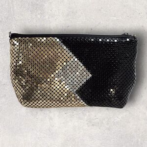 Pacific Express Vintage Mesh Clutch Bag Black & Gold READ No Strap Lining Wear